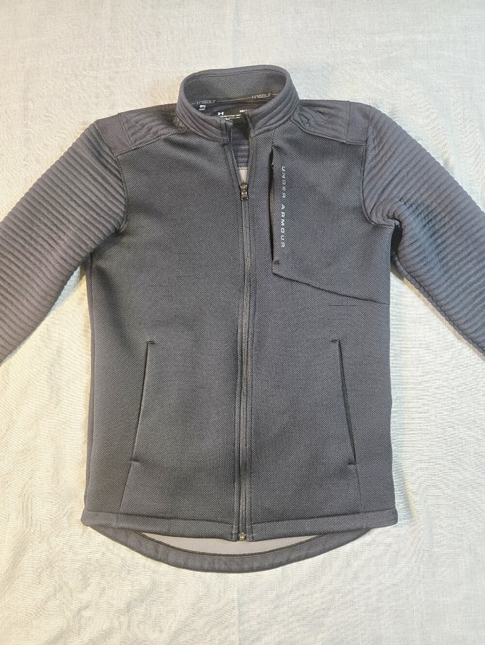 Under Armour UA Golf ColdGear Storm Mens Small Full-Zip Jacket Black Charcoal